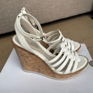 Aldo white platform wedge sandals - size 7.5